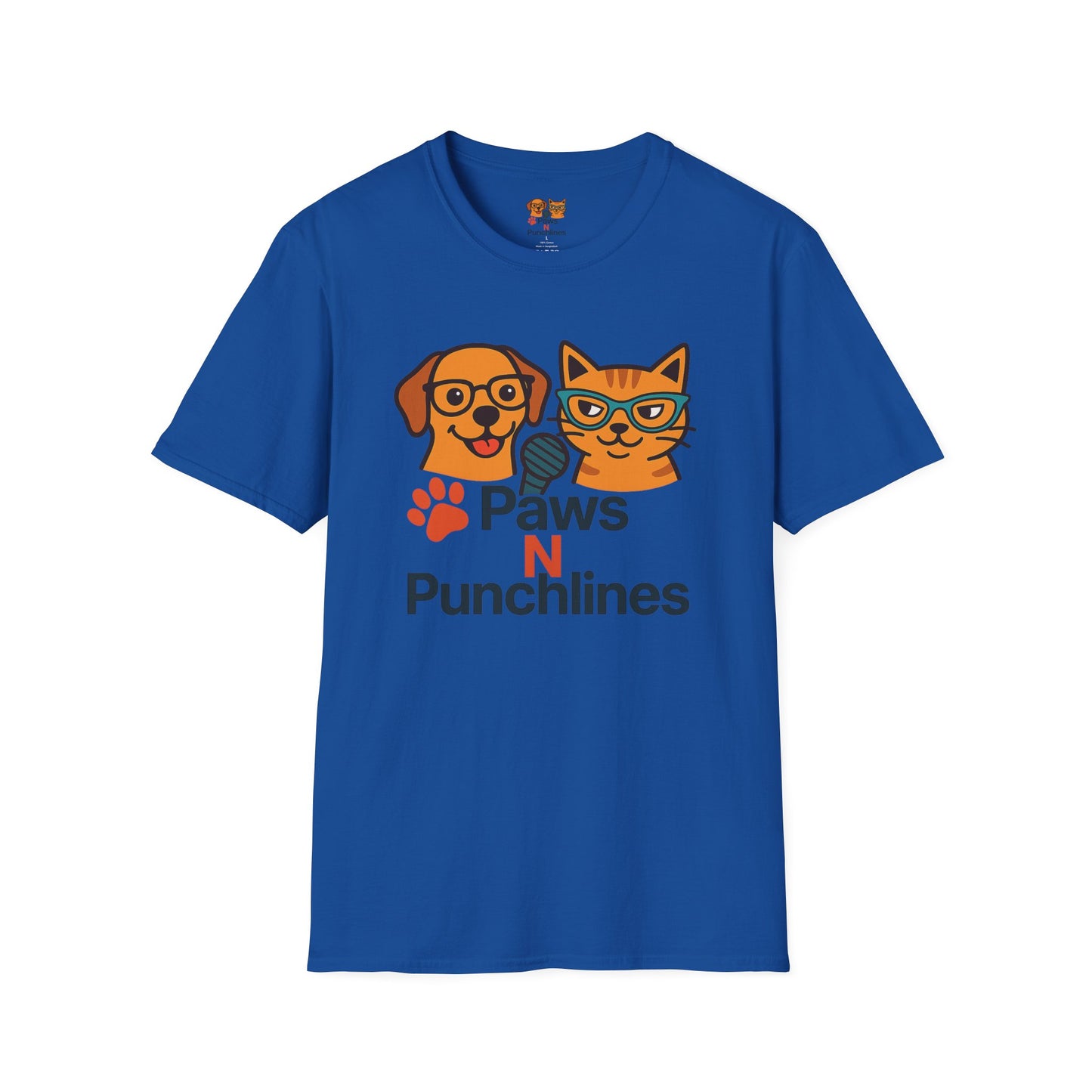 Paws N Punchlines T‑Shirt — Funny Dog & Cat Podcast Tee