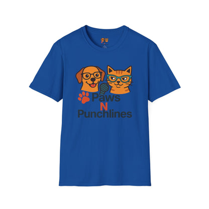 Paws N Punchlines T‑Shirt — Funny Dog & Cat Podcast Tee