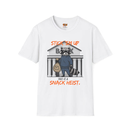 "Stick 'Em Up" Raccoon snack heist Unisex Tee