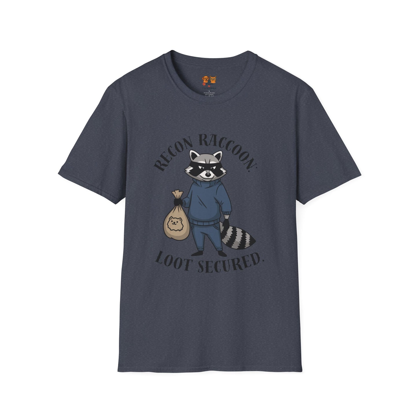 Recon Raccoon T-Shirt — "Loot Secured" Cute Thief Raccoon Graphic Tee