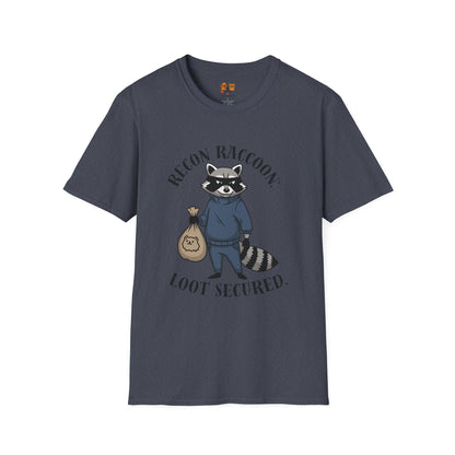 Recon Raccoon T-Shirt — "Loot Secured" Cute Thief Raccoon Graphic Tee