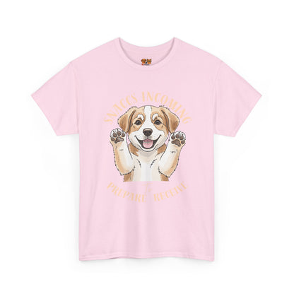 Corgi Puppy Pawprints T‑Shirt — Happy 'Mooorning' Dog Lover Tee
