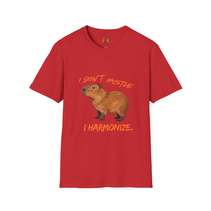 Capybara T-Shirt — "I Don't Hustle, I Harmonize" Cute Animal Graphic Tee