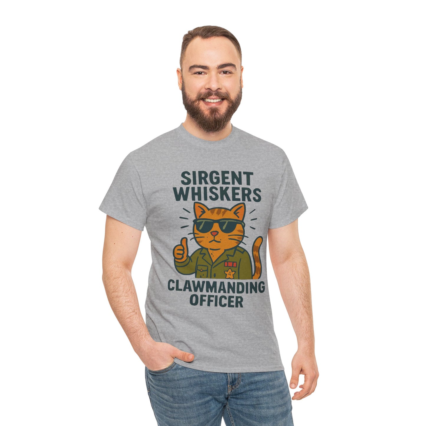 Sirgent Whiskers "Clawmanding Officer" Cat Tee