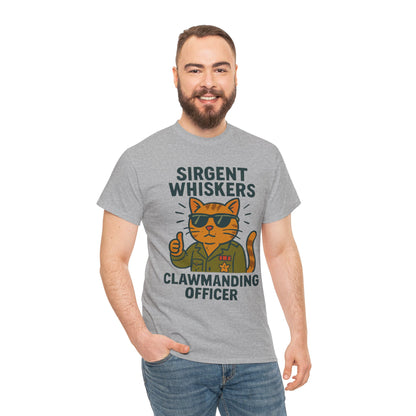 Sirgent Whiskers "Clawmanding Officer" Cat Tee