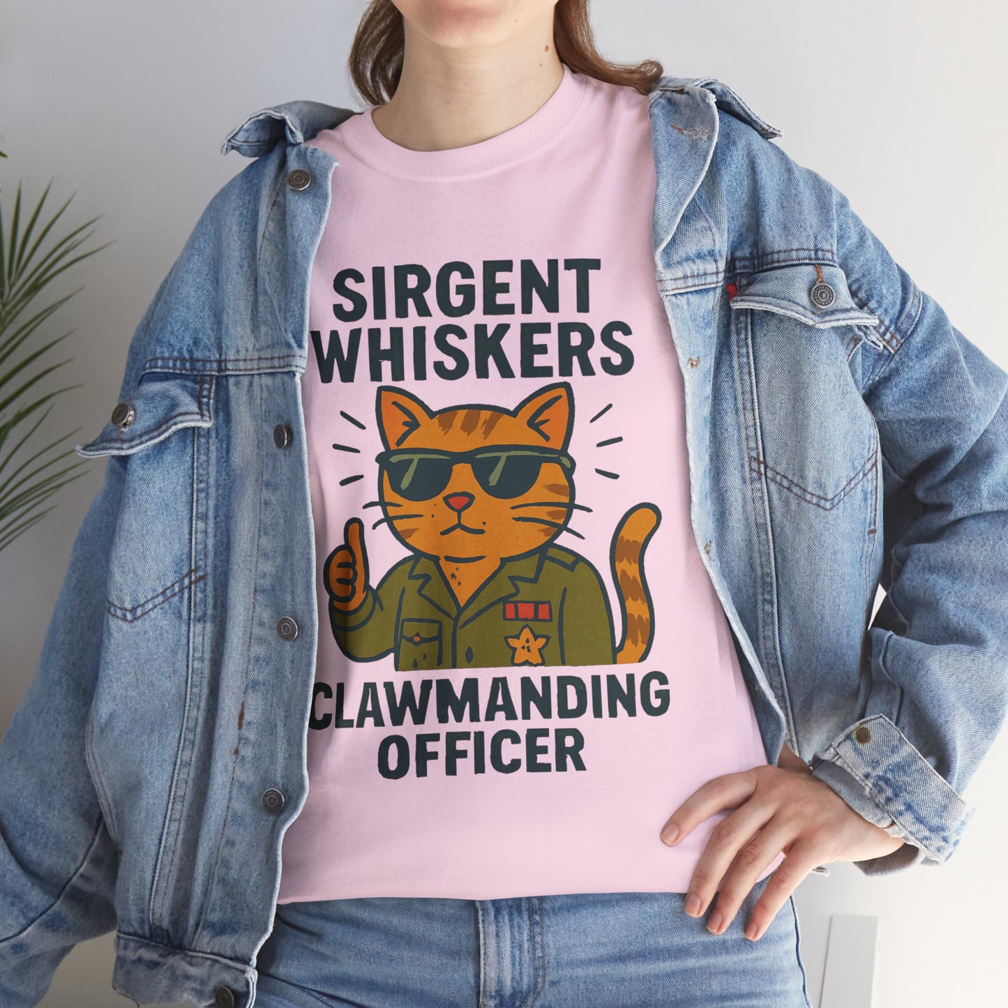 Sirgent Whiskers "Clawmanding Officer" Cat Tee