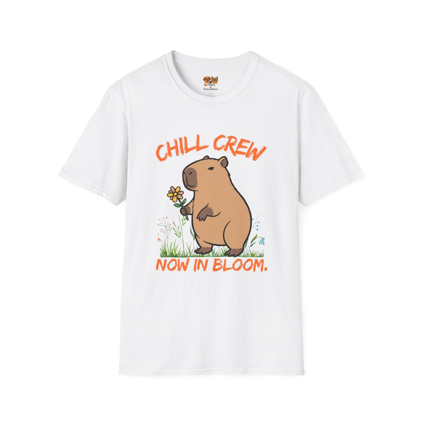 Chill Crew "Now in Bloom"  — Cute Capybara Unisex Tee
