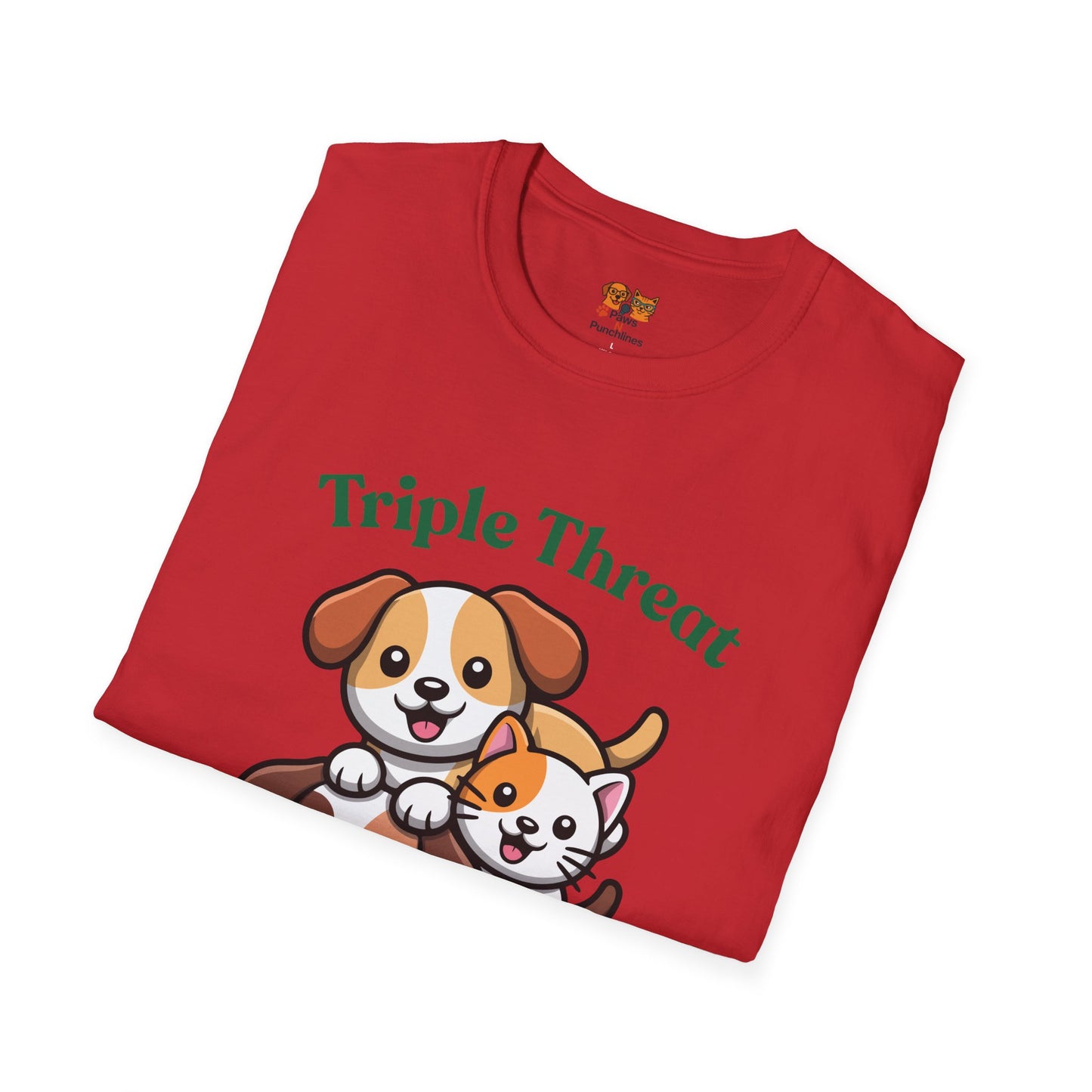 Triple Threat Snacc Edition T-Shirt – Cute Puppy & Kitten Stack Graphic Shirt
