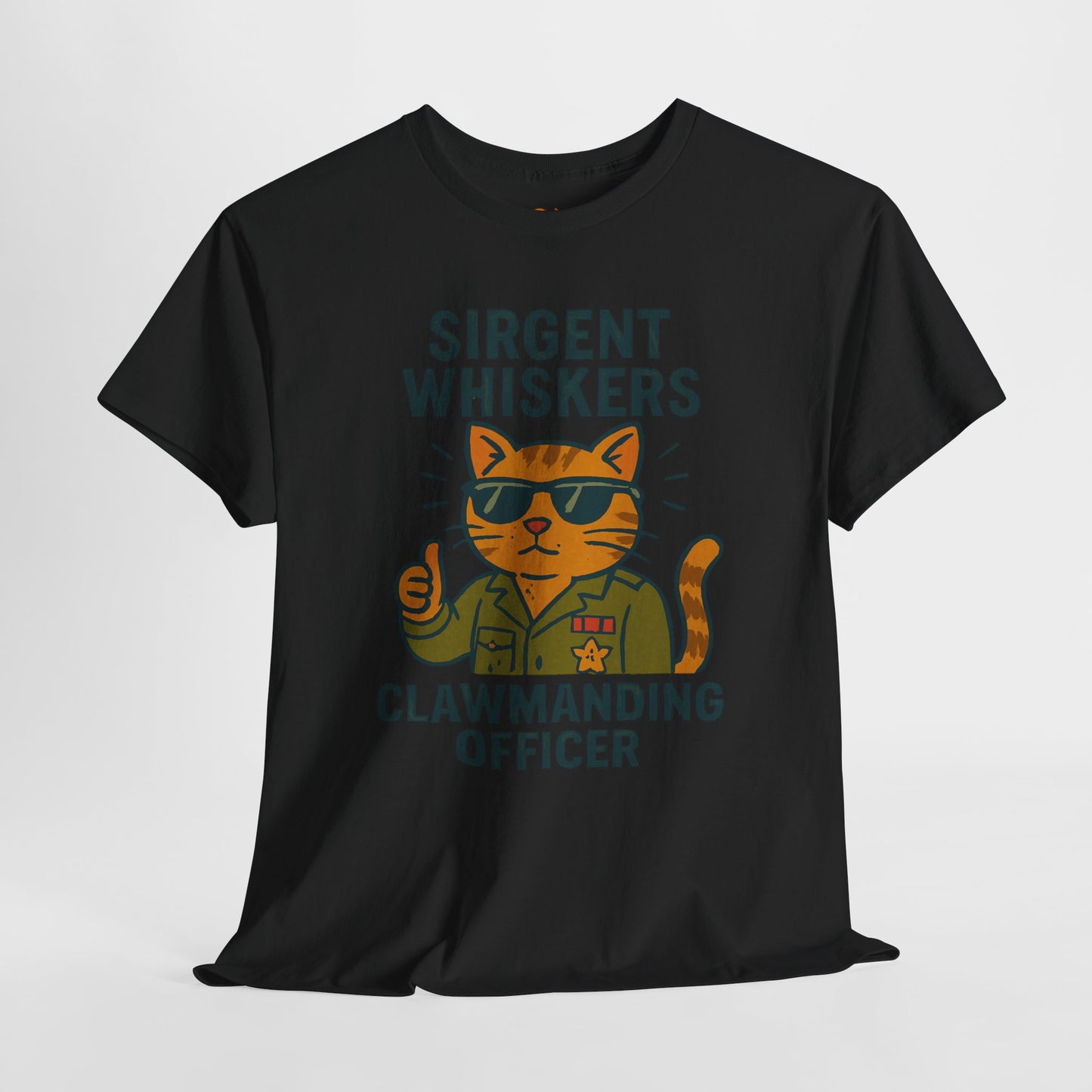 Sirgent Whiskers "Clawmanding Officer" Cat Tee