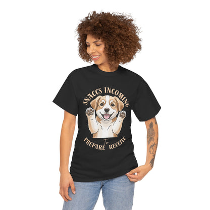 Corgi Puppy Pawprints T‑Shirt — Happy 'Mooorning' Dog Lover Tee