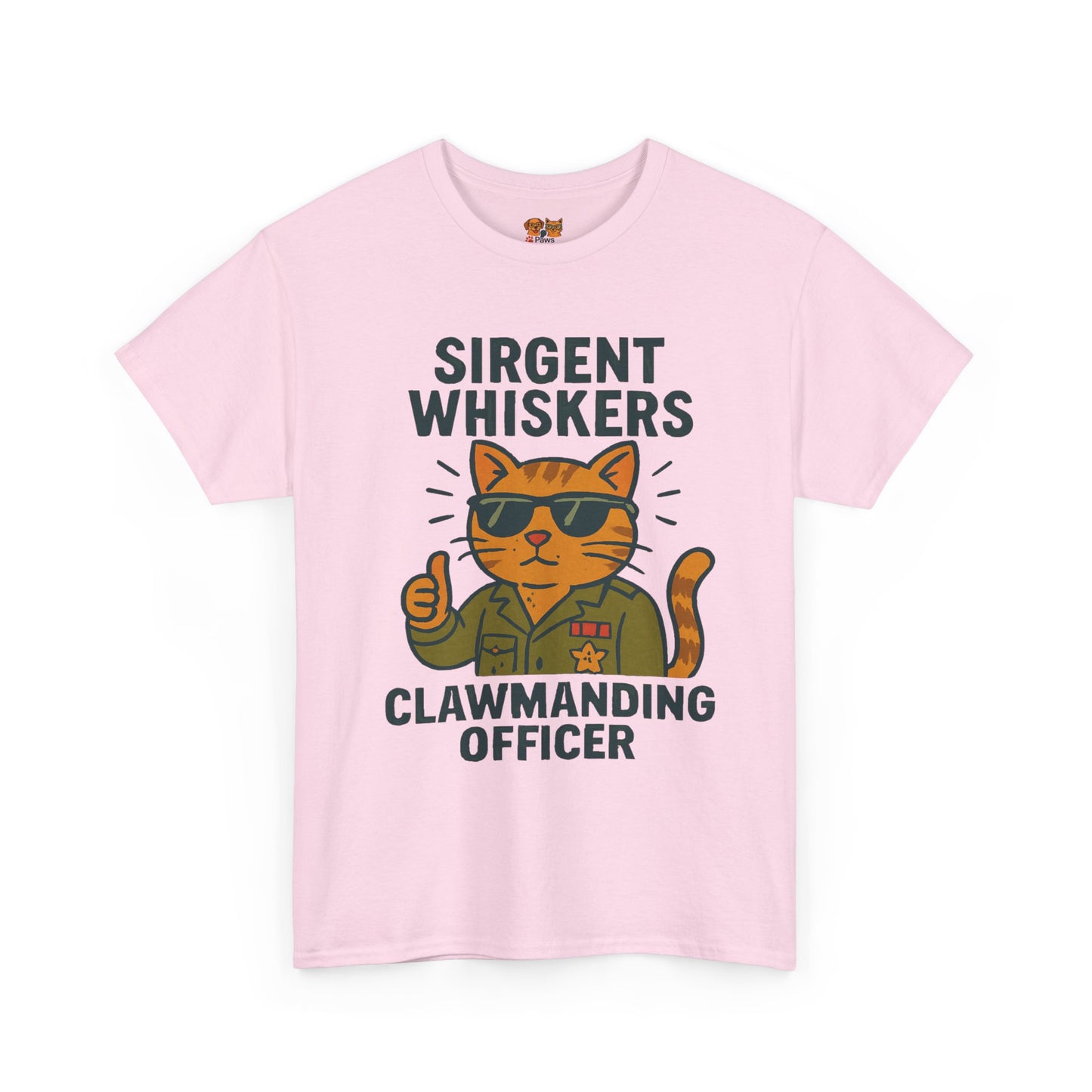 Sirgent Whiskers "Clawmanding Officer" Cat Tee