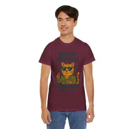 Sirgent Whiskers "Clawmanding Officer" Cat Tee