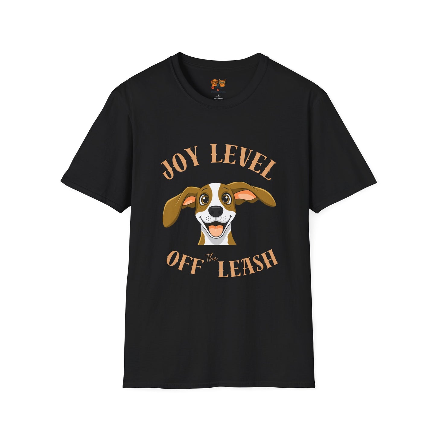 Joy Level Off Leash T-Shirt — Cute Happy Dog Graphic Tee