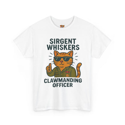 Sirgent Whiskers "Clawmanding Officer" Cat Tee