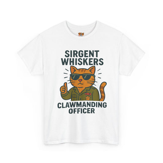 Sirgent Whiskers "Clawmanding Officer" Cat Tee