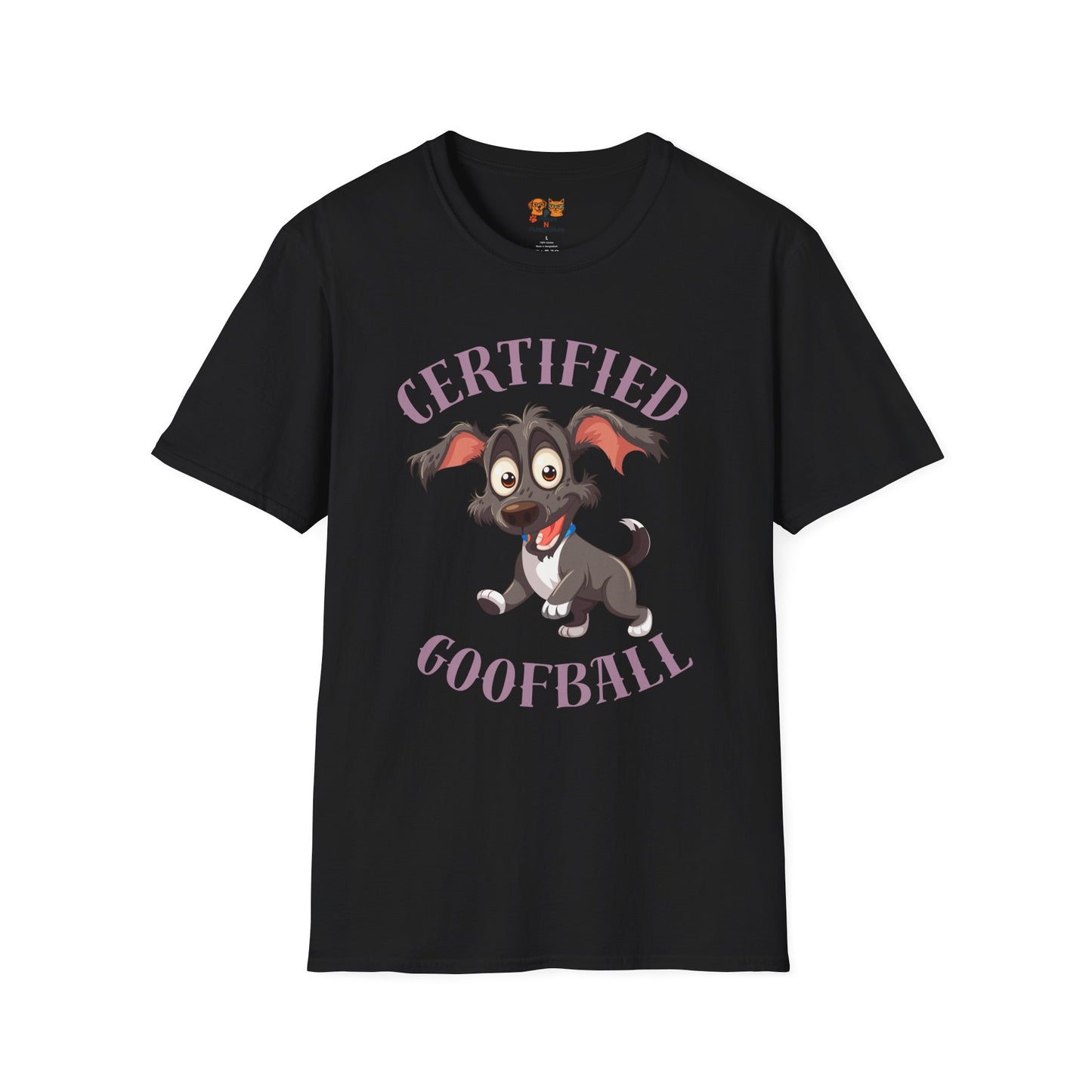 Certified Goofball Dog T-Shirt — Cute Cartoon Puppy Graphic Tee