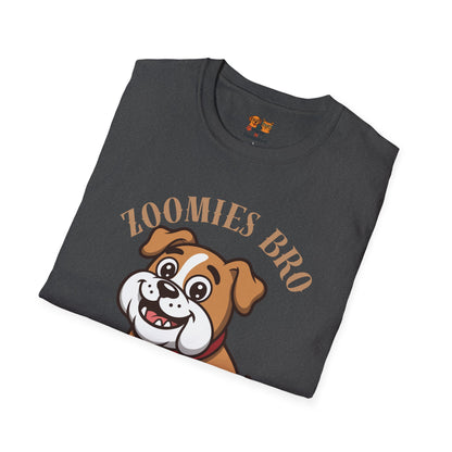 Puppy Graphic T-Shirt — “Zoomies Bro Mission Only” Cute Cartoon Dog Tee