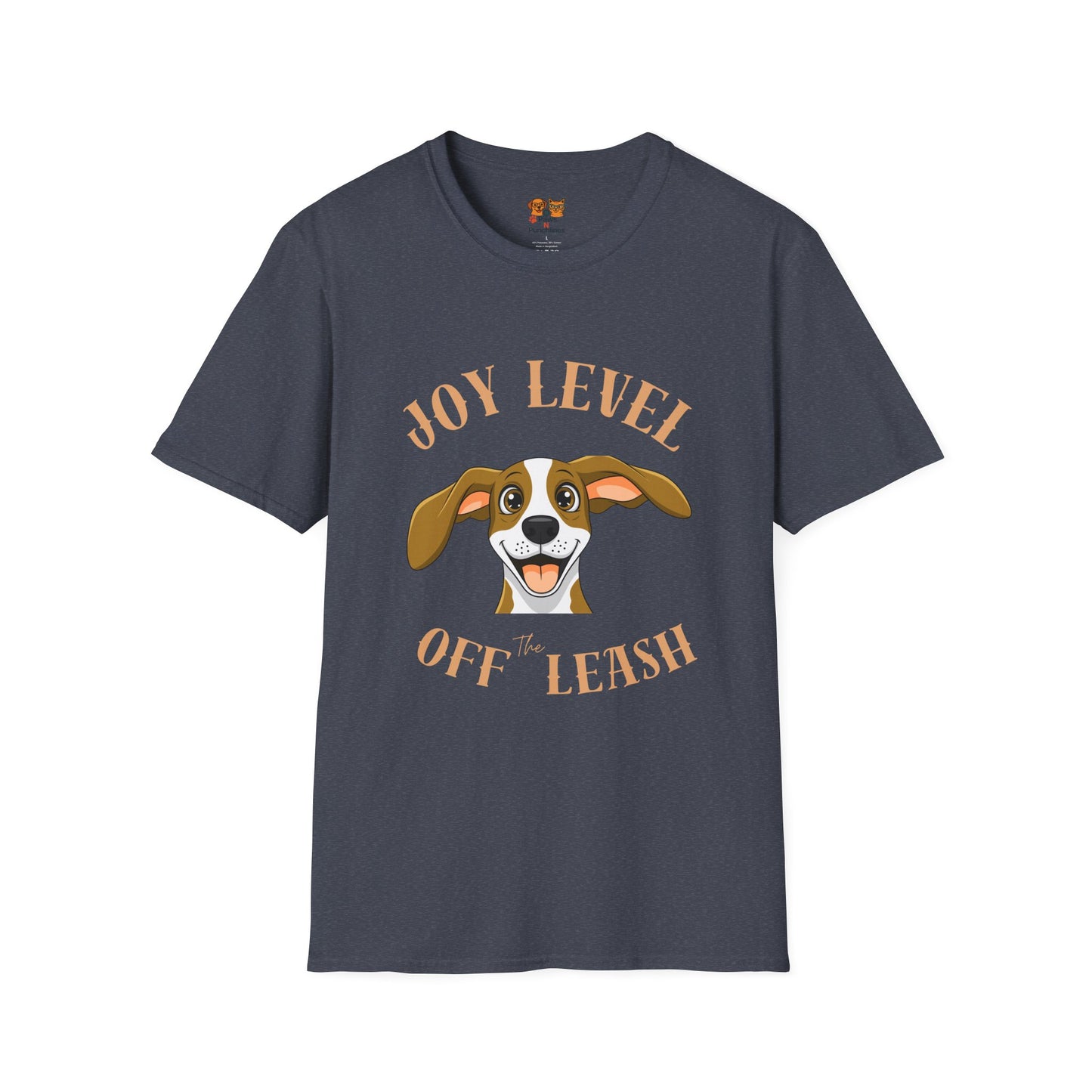 Joy Level Off Leash T-Shirt — Cute Happy Dog Graphic Tee