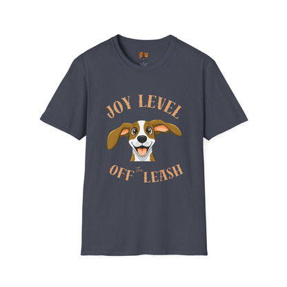 Joy Level Off Leash T-Shirt — Cute Happy Dog Graphic Tee
