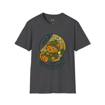 Nap Command Unit T-Shirt — Cute Sleeping Cat Military Patch Tee