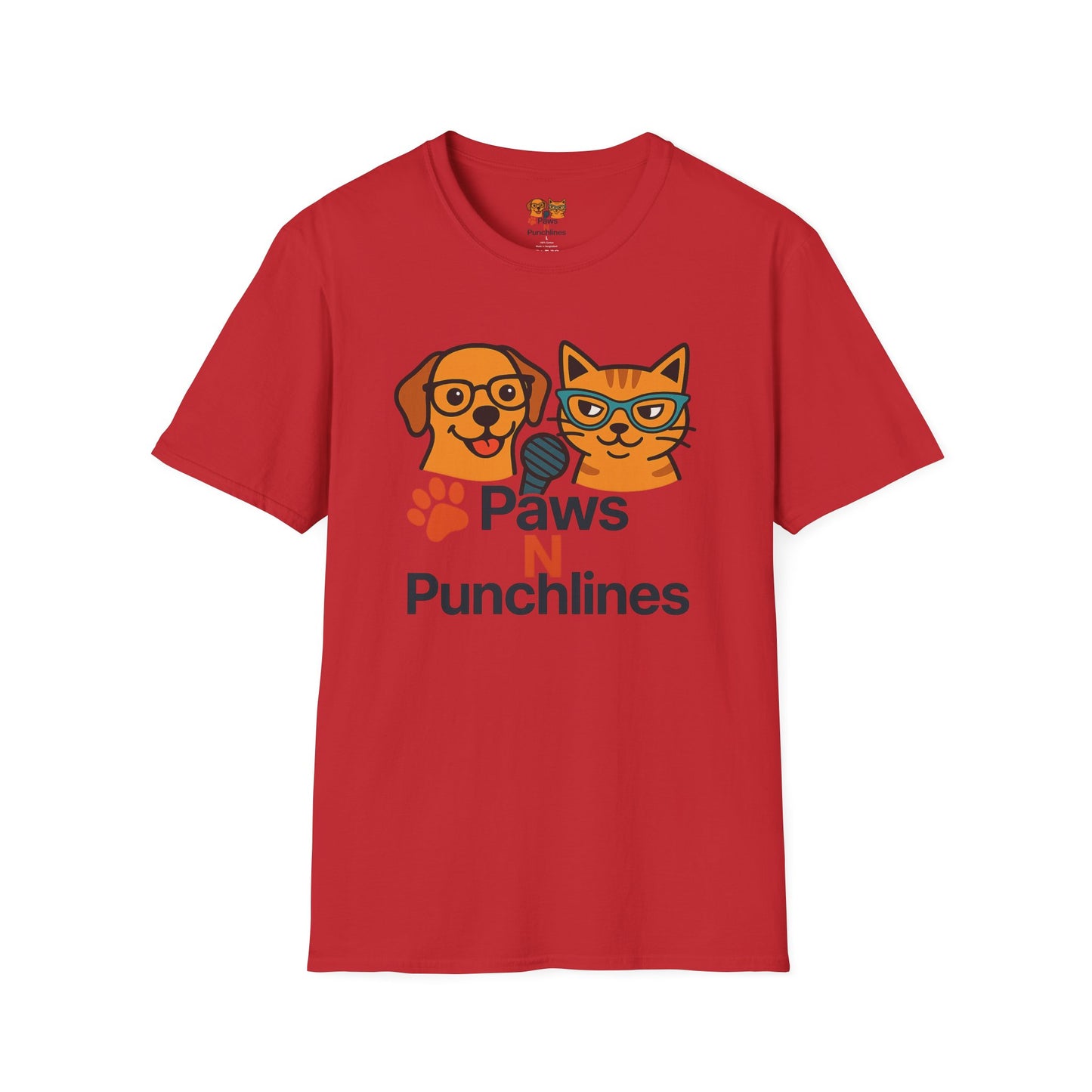 Paws N Punchlines T‑Shirt — Funny Dog & Cat Podcast Tee