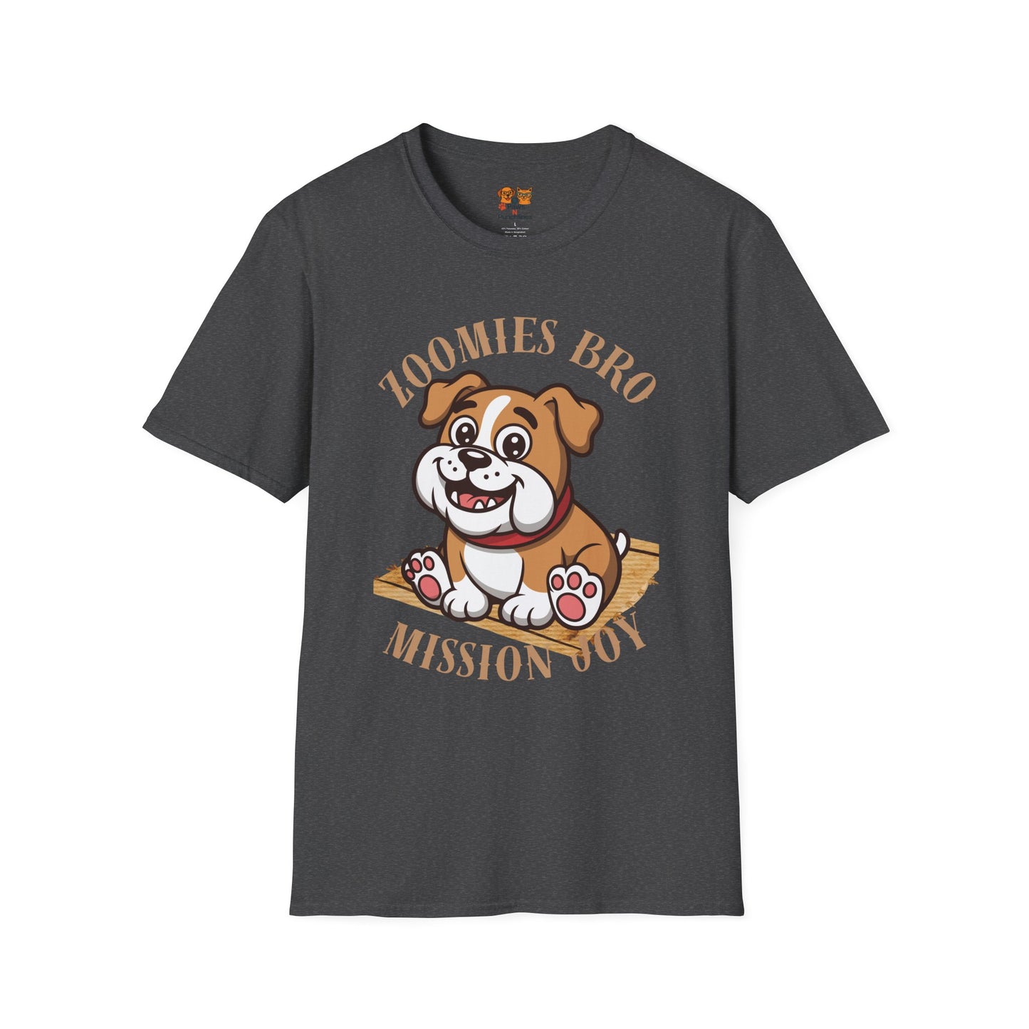 Puppy Graphic T-Shirt — “Zoomies Bro Mission Only” Cute Cartoon Dog Tee