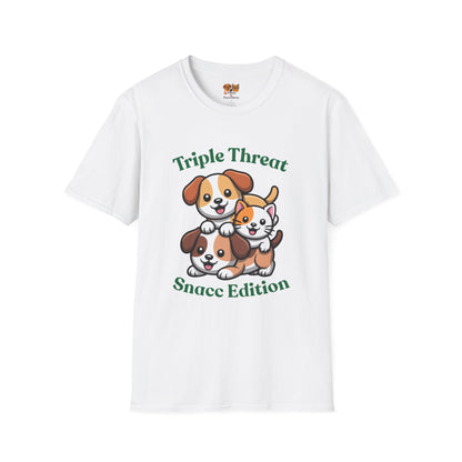 Triple Threat Snacc Edition T-Shirt — Cute Trio Puppy Graphic Tee