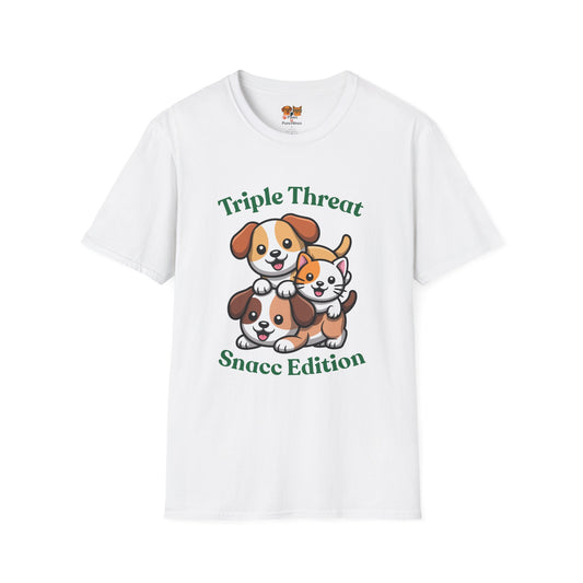 Triple Threat Snacc Edition T-Shirt — Cute Trio Puppy Graphic Tee