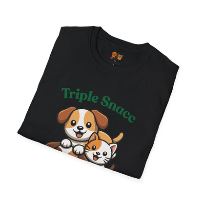 Triple Snacc Surveillance T-Shirt — Cute Stacked Puppies Graphic Tee