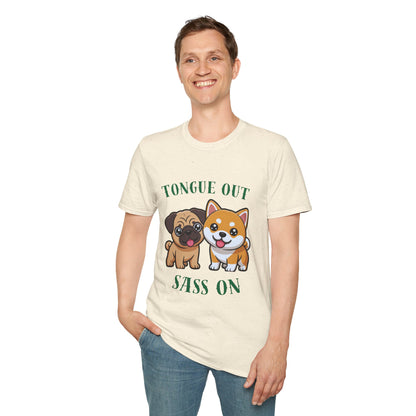 Tongue Out Sass On T-Shirt — Cute Pug & Shiba Inu Graphic Tee