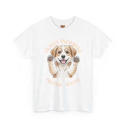 Corgi Puppy Pawprints T‑Shirt — Happy 'Mooorning' Dog Lover Tee