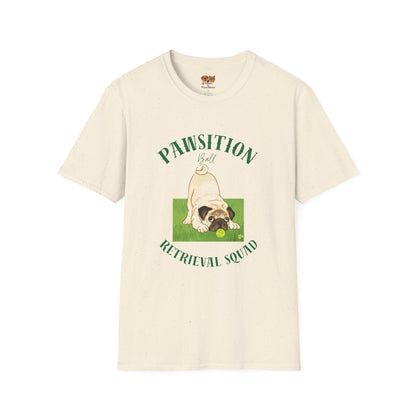 Pawsition Retrieval Squad T-Shirt — Cute Pug Dog Graphic Tee