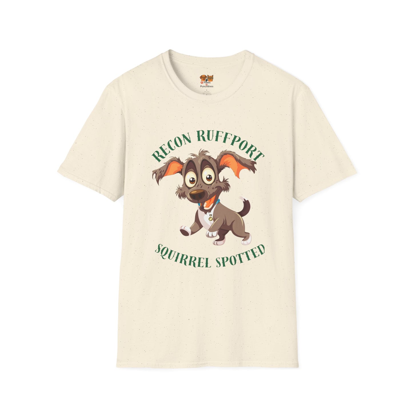 T-Shirt — "Recon Ruffport: Squirrel Spotted" Cute Cartoon Dog Tee