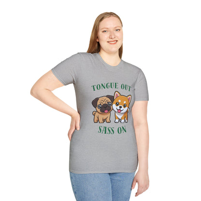 Tongue Out Sass On T-Shirt — Cute Pug & Shiba Inu Graphic Tee
