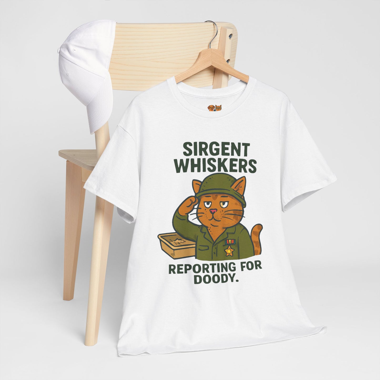 Sirgent Whiskers 'Reporting for Doody' Cat Tee