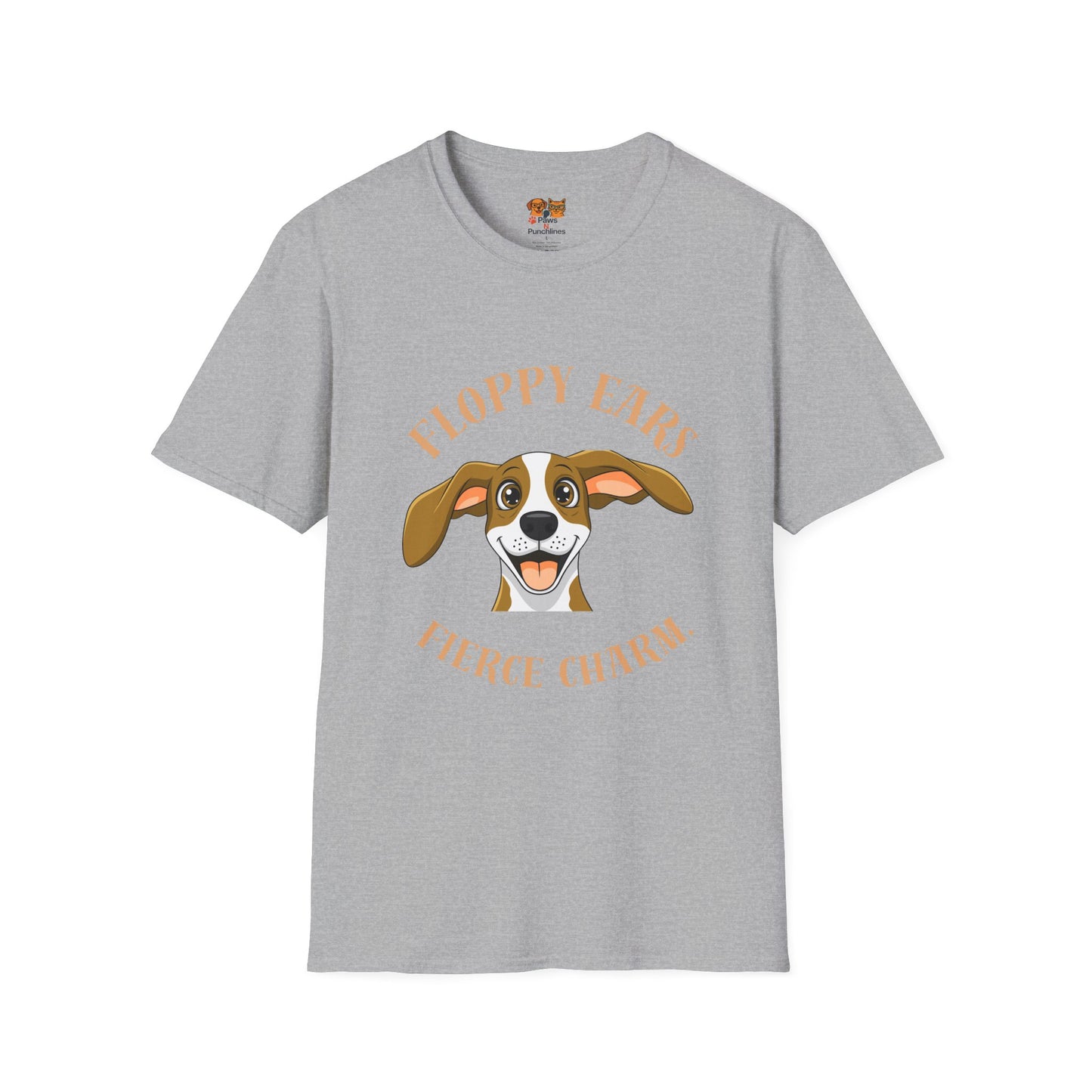 Floppy Ears Fierce Charm Dog T-Shirt — Cute Beagle Puppy Graphic Tee