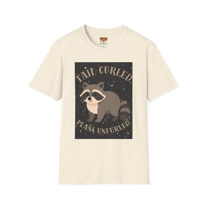 Raccoon 'Tail Curled, Plans Unfurled' T-Shirt