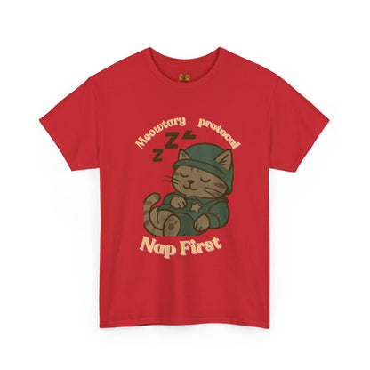 Nap First Cat T-Shirt — Cute Sleeping Kitten Graphic Tee