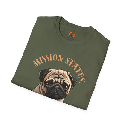 Pug Dog T‑Shirt — “Mission Status: Maximum Love” Cute Pug Graphic Tee