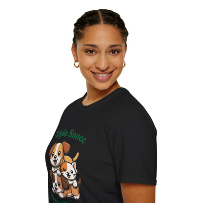Triple Snacc Surveillance T-Shirt — Cute Stacked Puppies Graphic Tee