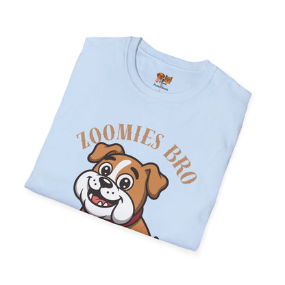 Puppy Graphic T-Shirt — “Zoomies Bro Mission Only” Cute Cartoon Dog Tee