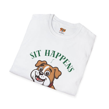 “Sit Happens, Smile Anyway” — Funny Bulldog Graphic Tee