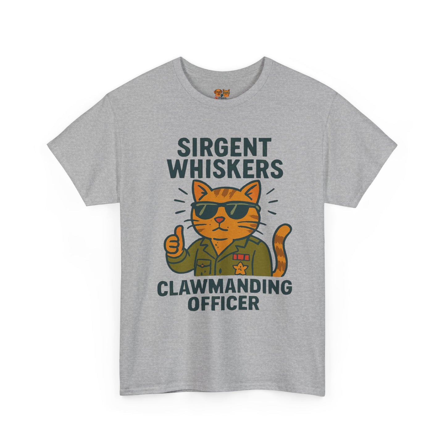 Sirgent Whiskers "Clawmanding Officer" Cat Tee