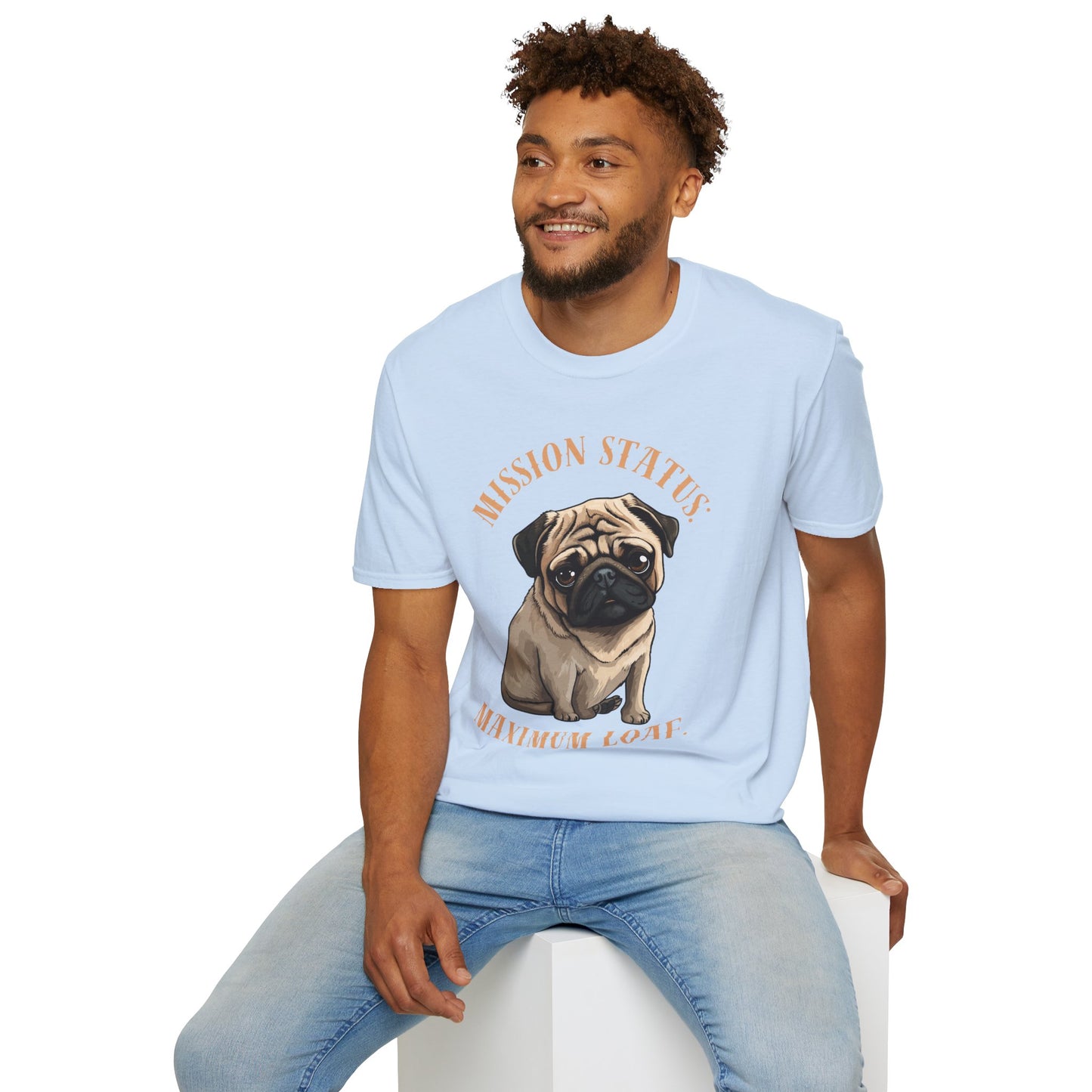 Pug Dog T‑Shirt — “Mission Status: Maximum Love” Cute Pug Graphic Tee
