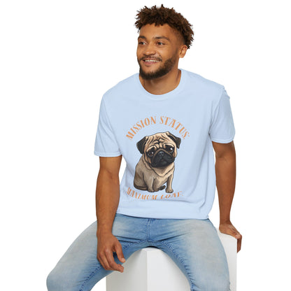 Pug Dog T‑Shirt — “Mission Status: Maximum Love” Cute Pug Graphic Tee