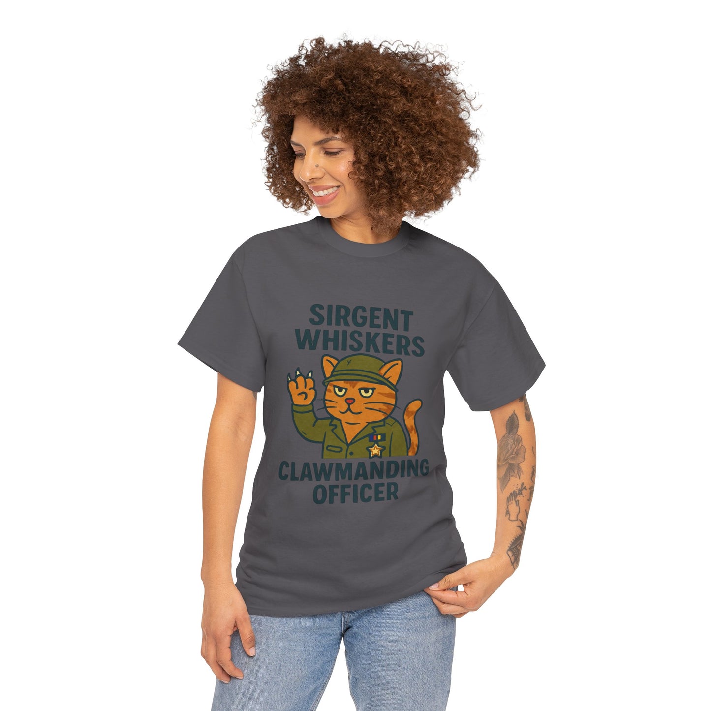 Sirgent Whiskers “Clawmanding Officer” Cat T-Shirt
