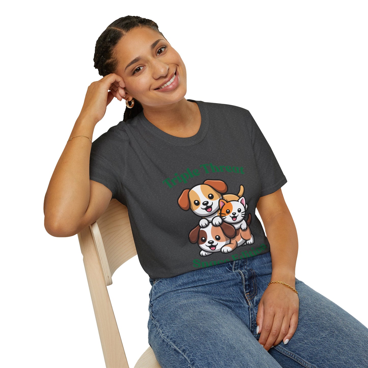Triple Threat Snacc Edition T-Shirt — Cute Trio Puppy Graphic Tee