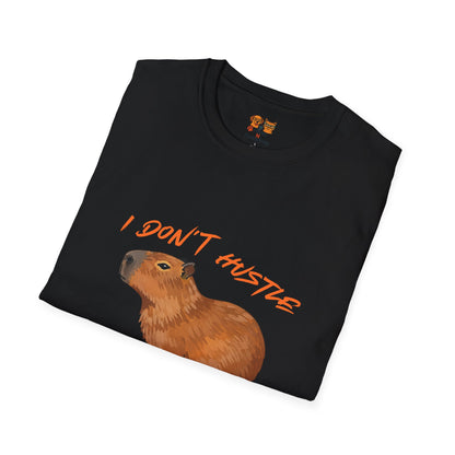 Capybara T-Shirt — "I Don't Hustle, I Harmonize" Cute Animal Graphic Tee