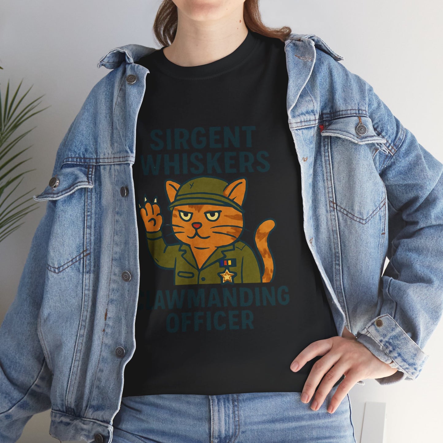 Sirgent Whiskers “Clawmanding Officer” Cat T-Shirt