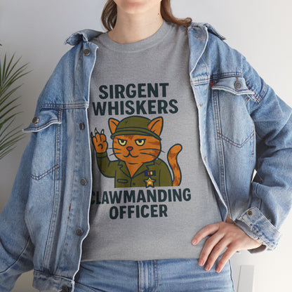 Sirgent Whiskers “Clawmanding Officer” Cat T-Shirt